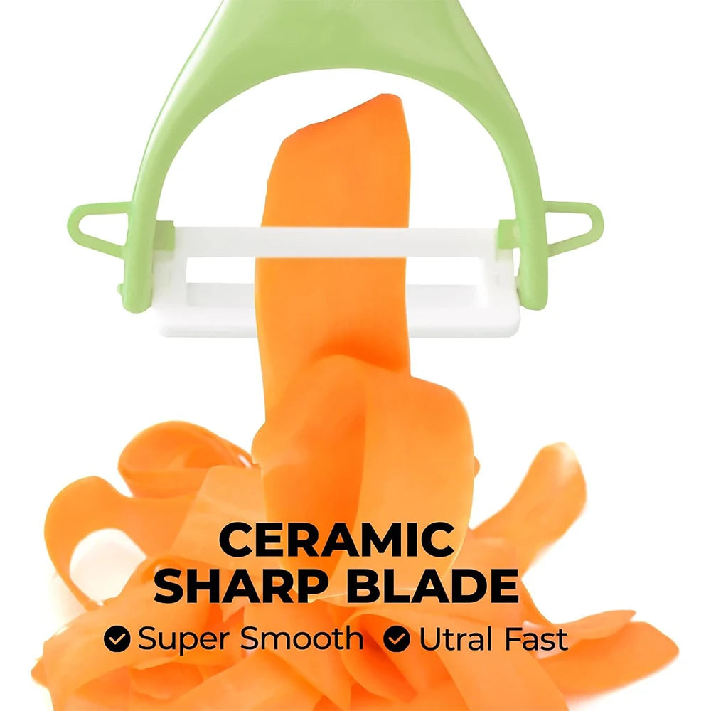 Ceramic Vegetable Peeler Set with Ergonomic Handles – Potato, Carrot & Apple Peelers – Perfect for Peeling Fruit & Vegetables – Available in Pastel & Bright 4 Piece Sets or Full 8 Piece Set
