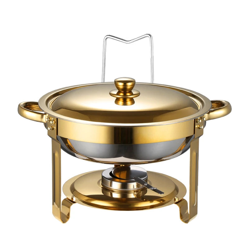Stainless Steel Round Chafing Dish Buffet Set with Lid – 5QT Food Warmer & Buffet Server – Ideal for Parties, Weddings & Catering