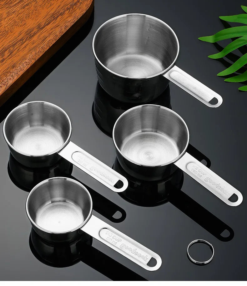 8 Piece Gold Measuring Cups And Spoons Set Stainless Steel