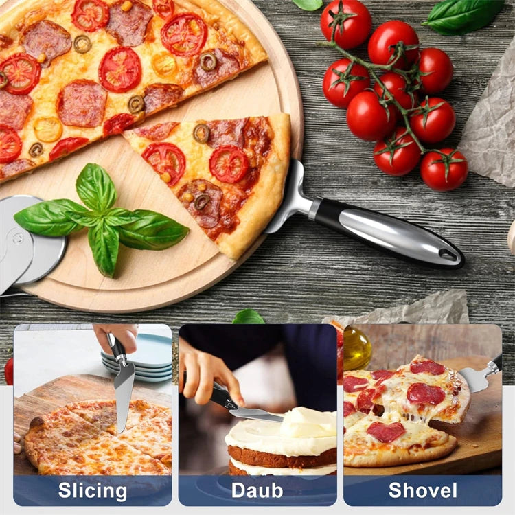 Stainless Steel Pizza Wheel Cutter & Server Set