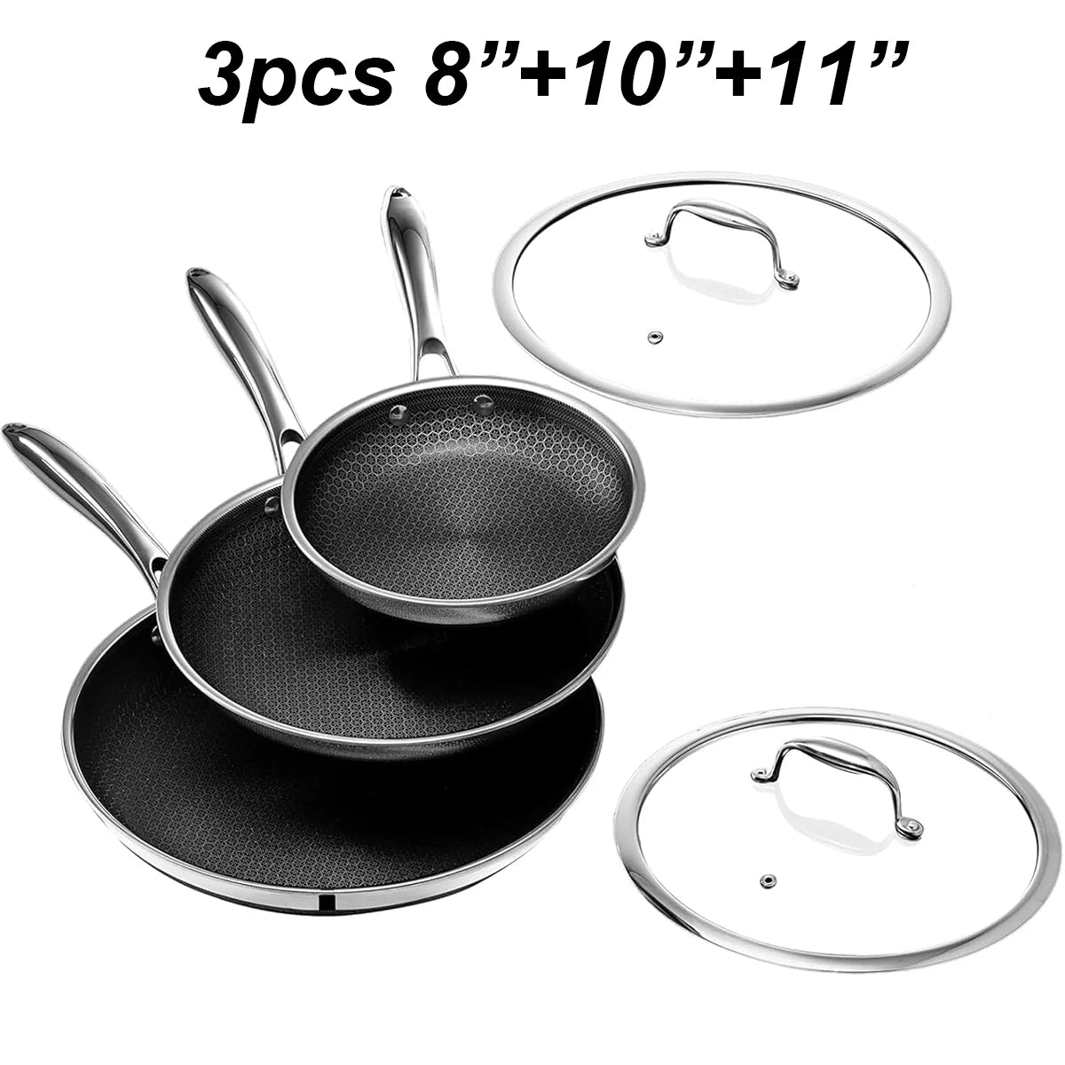 Tri-Ply Stainless Steel Non-Stick Frying Pan – 316 Stainless Steel 3-Ply Clad Skillet with PFOA-Free Coating – Perfect for Even Frying on Induction & Gas