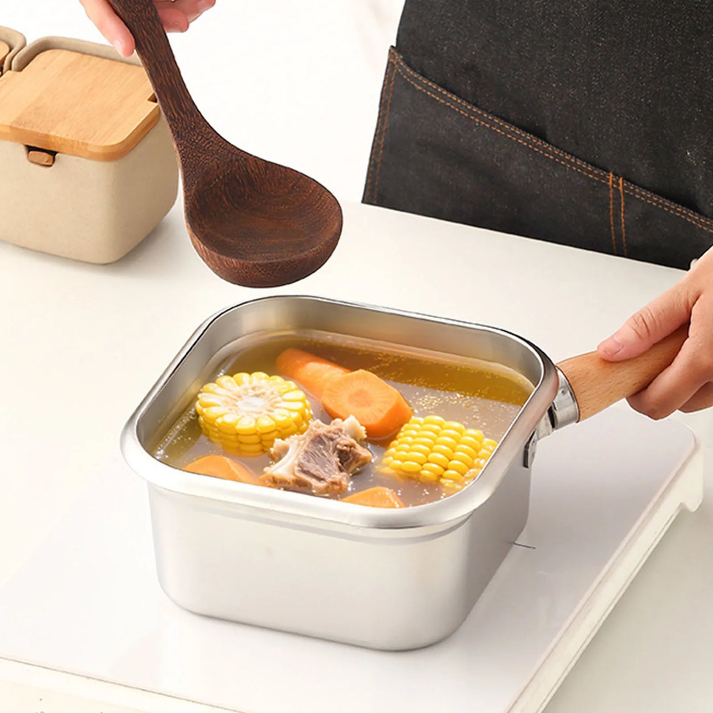 Portable Frying  Set Multifunctional Oil Saving Mini Fryer Kit Stainless Steel Pot For Kitchen Fries Chicken