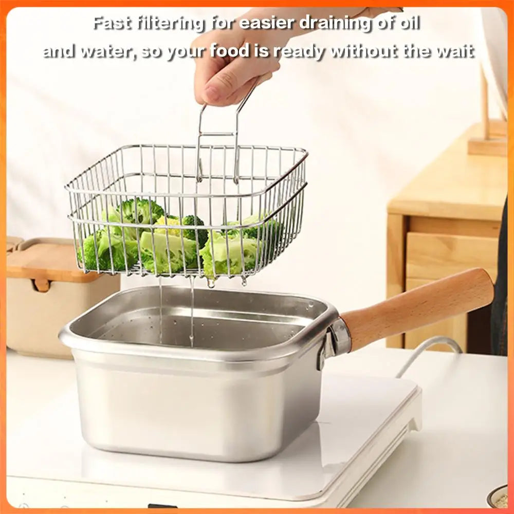 Portable Frying  Set Multifunctional Oil Saving Mini Fryer Kit Stainless Steel Pot For Kitchen Fries Chicken