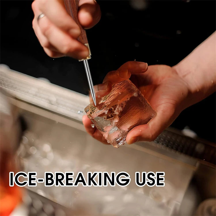 Stainless Steel Ice Pick with Wooden Handle & Cover – Kitchen Ice Breaker – Best for Breaking Block Ice & Large Ice Cubes