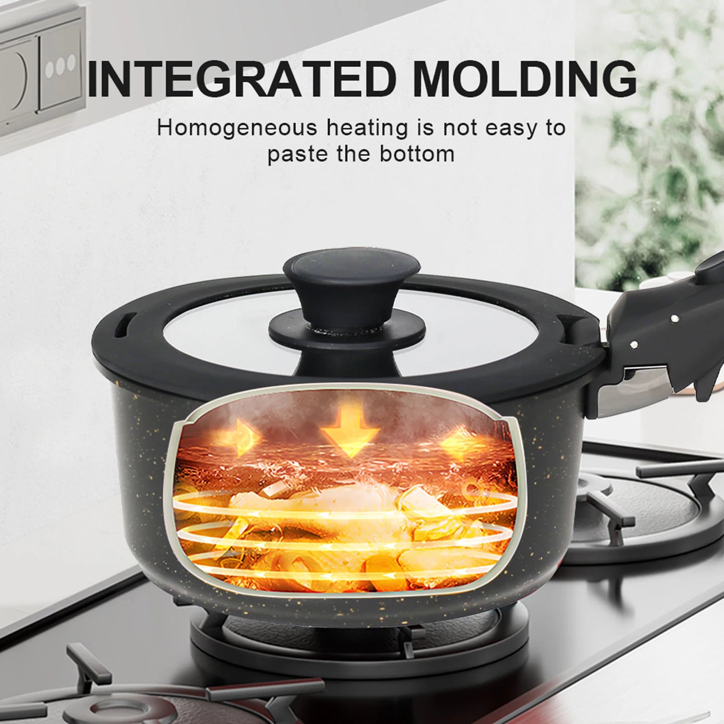 5-Piece Non-Stick Cookware Set with Detachable Handle – Aluminium Alloy, Stackable, Induction Compatible, Great for Everyday Cooking, Frying, and Sautéing