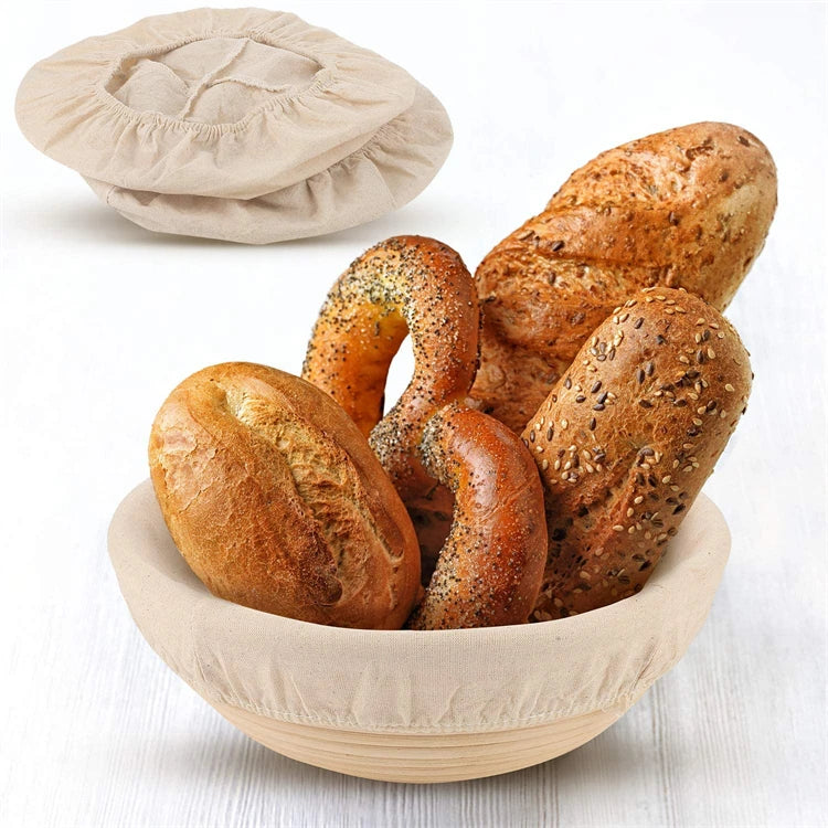 Rattan Bread Proofing Basket with Linen Liner – Round & Oval Banneton for Sourdough – Perfect for Proving Dough & Homemade Bread