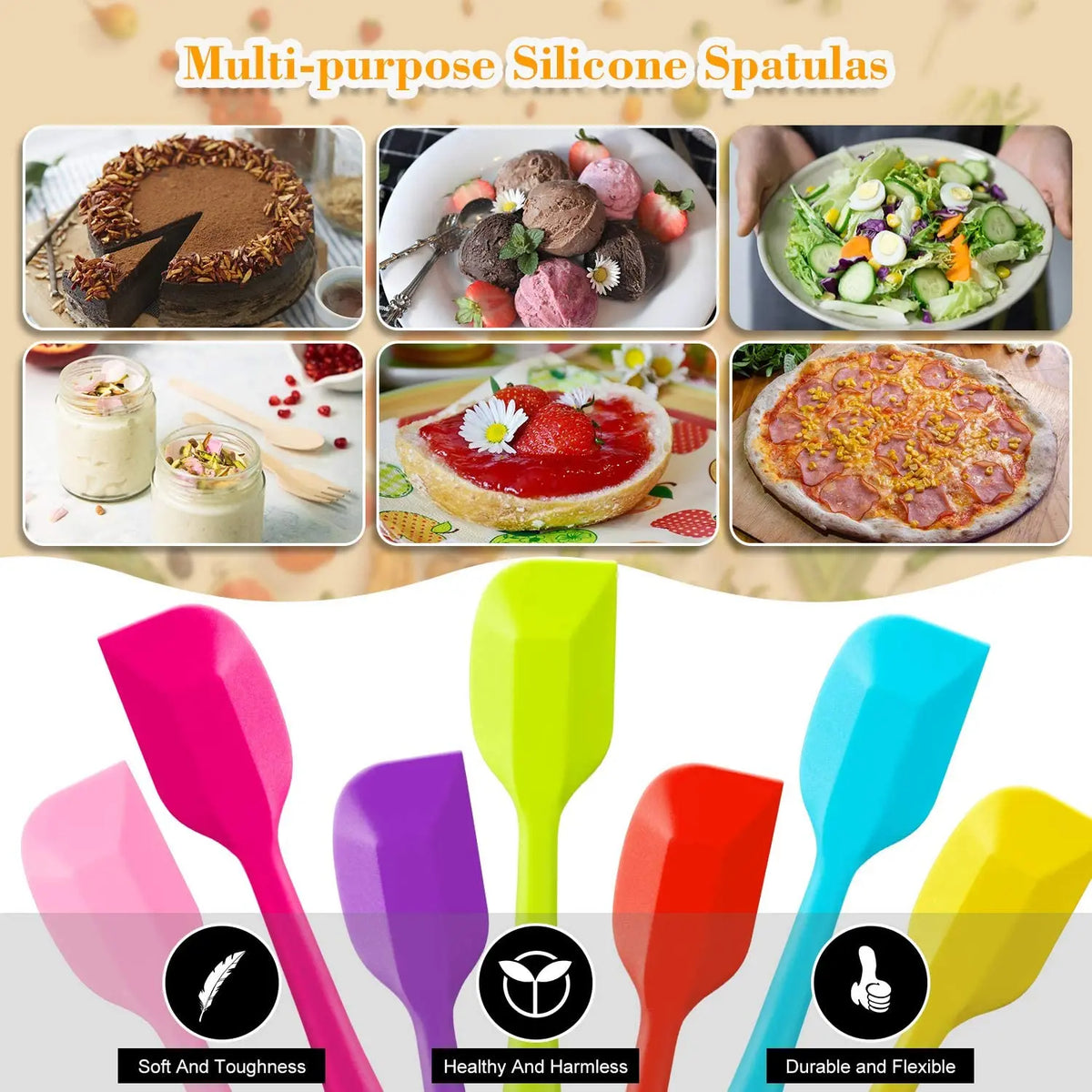 27cm Heat Resistant Silicone Spatula – Flexible Non-Stick Scraper for Baking & Cooking – Ideal for Mixing, Folding & Scraping Bowls – Available in Black, Blue, Orange, Pink, Red & Yellow Colours