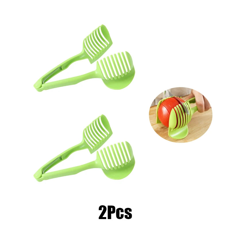 Lemon & Tomato Slicing Holder – Handheld Fruit & Vegetable Cutting Guide Clip for Even Slices – Perfect for Lemons, Tomatoes, Onions & Potatoes (18cm) Plastic – 2 Pieces