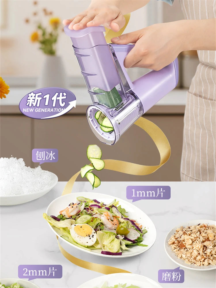 40W Electric Cheese Grater & Salad Maker with 4 Stainless Steel Blades – Electric Rotary Slicer & Shredder – Great for Cheese, Vegetables & Fruit – Available in Pink, Green & Black Colours