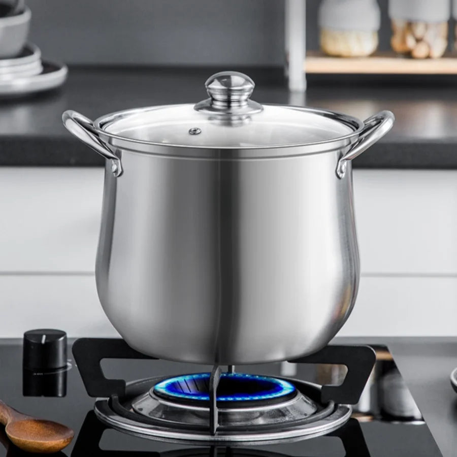 Stainless Steel Stock Pot with Glass Lid – Ideal for Soups, Stews & More