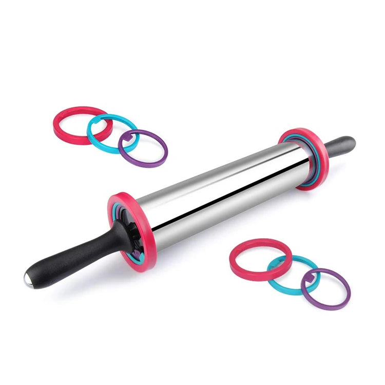 Stainless Steel Rolling Pin with Silicone Baking Mat Rolling Pin