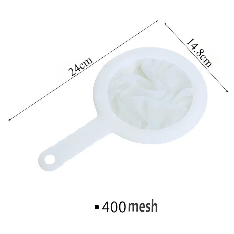 Ultra-Fine Nylon Mesh Strainer Spoon – Washable Filter Sieve for Soy Milk, Juice, Coffee & Tea – Best for Smooth, Pulp-Free Drinks – Available in 100, 200 & 400 Mesh