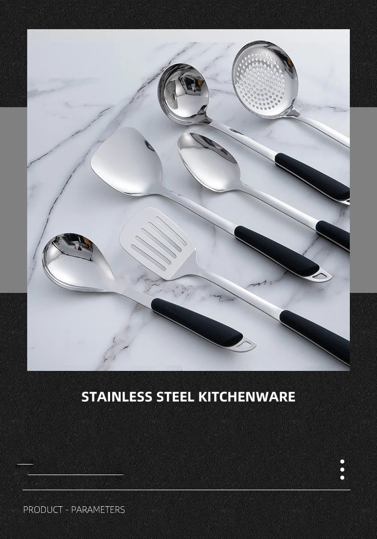 6-Piece Stainless Steel Kitchen Utensil Set with Ergonomic Handles