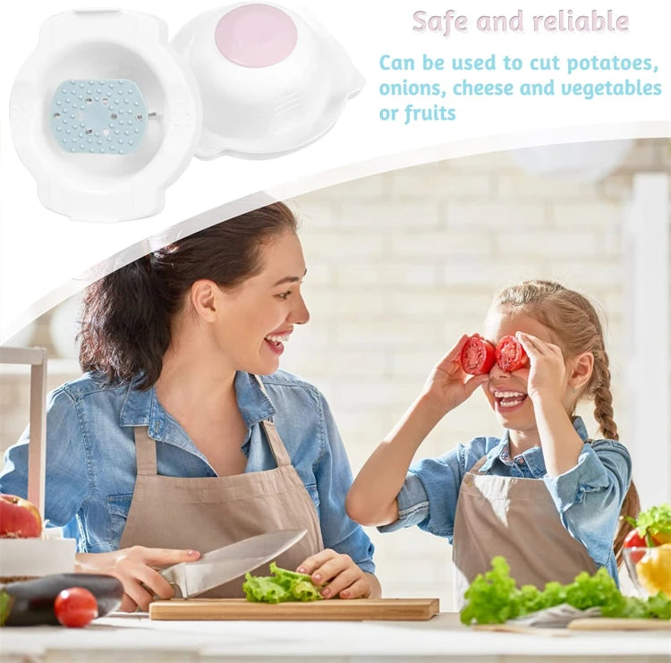 Stainless Steel Finger Guard Food Holder – Anti-Cut Hand Protector for Mandoline Slicers – Best for Slicing Potatoes, Onions & Carrots Safely – Available in Pink & Blue Colours