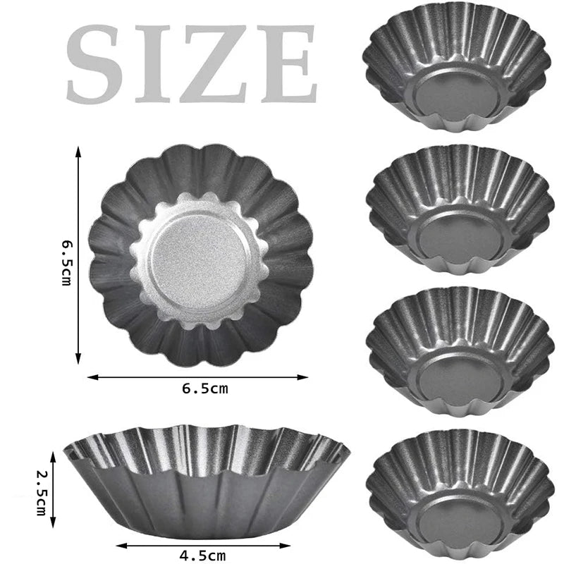 Non-Stick Carbon Steel Mini Tart Pans – Fluted Egg Tart & Muffin Tins – Perfect for Tarts, Quiches, Pies & Desserts – Available in 4, 8 & 12 Pieces