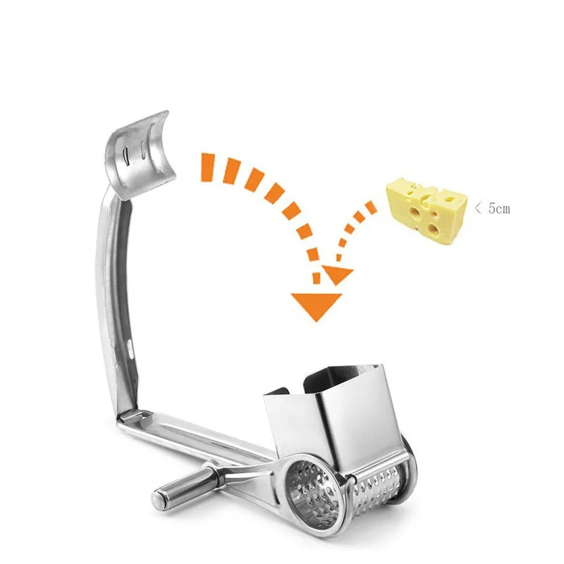 Rotary Cheese Grater with 3 Interchangeable Drums