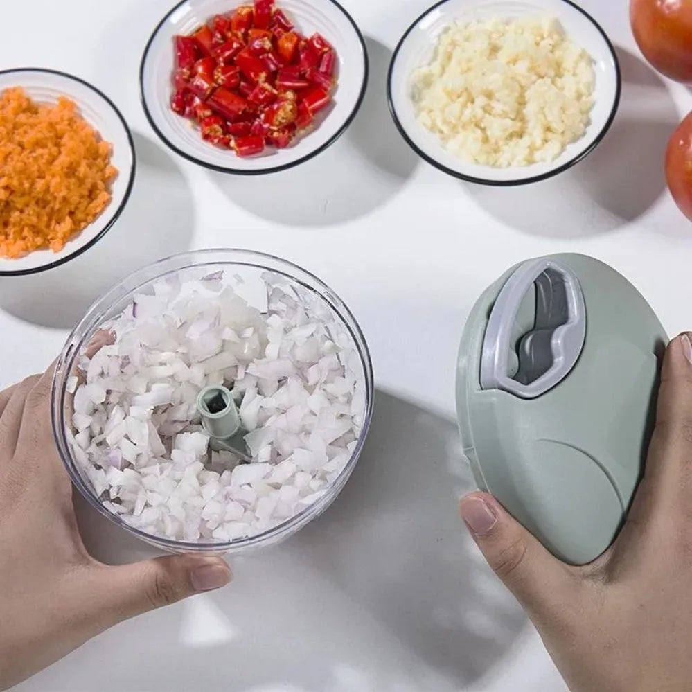 Manual Pull Food Chopper & Garlic Crusher – Rotating Mini Mincer for Meat, Onion & Vegetables – Best for Quick Chopping – Available in 500ml & 900ml