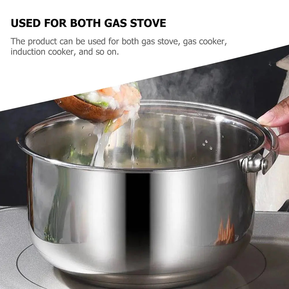 Stainless Steel Soup & Stock Pot with Lid & Anti‑Scalding Handles for Safe and Comfortable Use – Multipurpose Cooking Pot for Boiling, Simmering, Soups, Stews & Daily Meals – Compact & Durable Pot – Compatibility: Ind