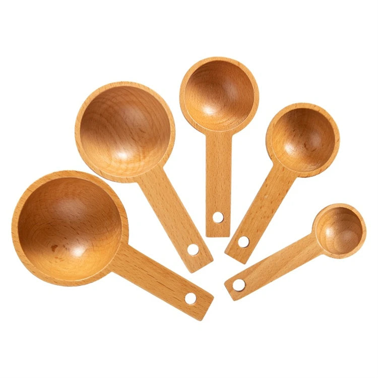 4 Piece Beech Wood Coffee Scoops – Wooden Measuring Spoons for Coffee Beans, Ground Coffee & Tea – Best for Coffee Beans, Ground Coffee & Loose Tea – Available in Small, Medium, Large, XL & XXL