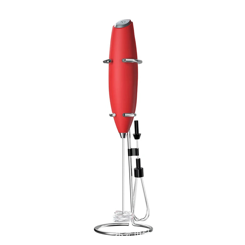 Handheld Electric Milk Frother – Stainless Steel Whisk Foam Maker & Drink Mixer – Great for Cappuccino, Latte, Hot Chocolate & Frappé – Available in White, Red, Black, Light Green & Silver Colours