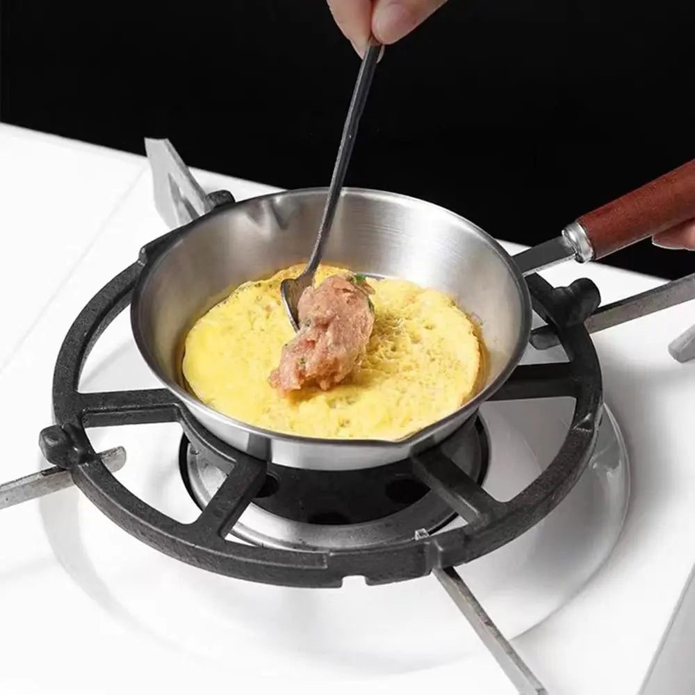 Mini Stainless Steel Egg Frying Pan with Wooden Handle – 304 Flat-Bottom Omelette Skillet – Ideal for Single Eggs, Pancakes & Small Portions – Available in 12.7cm & 16.8cm