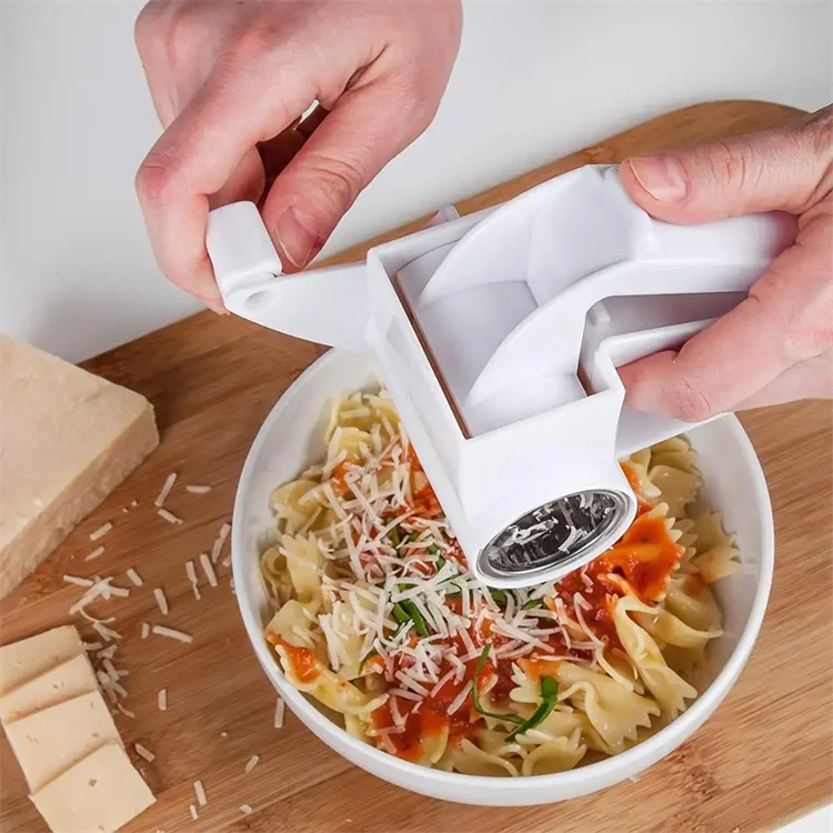 Handheld Rotary Cheese Grater with Stainless Steel Drum – Manual Cheese Grater – Great for Hard Cheese, Chocolate & Nuts