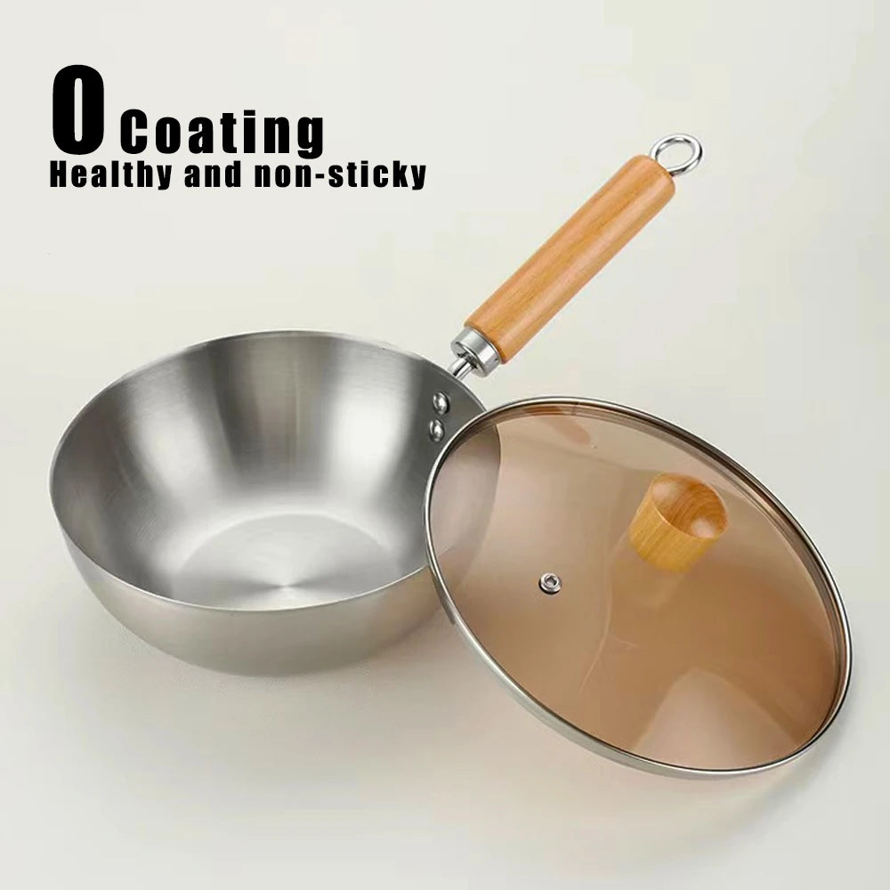 Stainless Steel Cooking Pot & Skillet – Non-Stick Small Pan for Frying, Searing, Boiling Soups, Stir-Fry & Daily Cooking – Available in 20cm with or without Lid – Gas & Induction Compatible