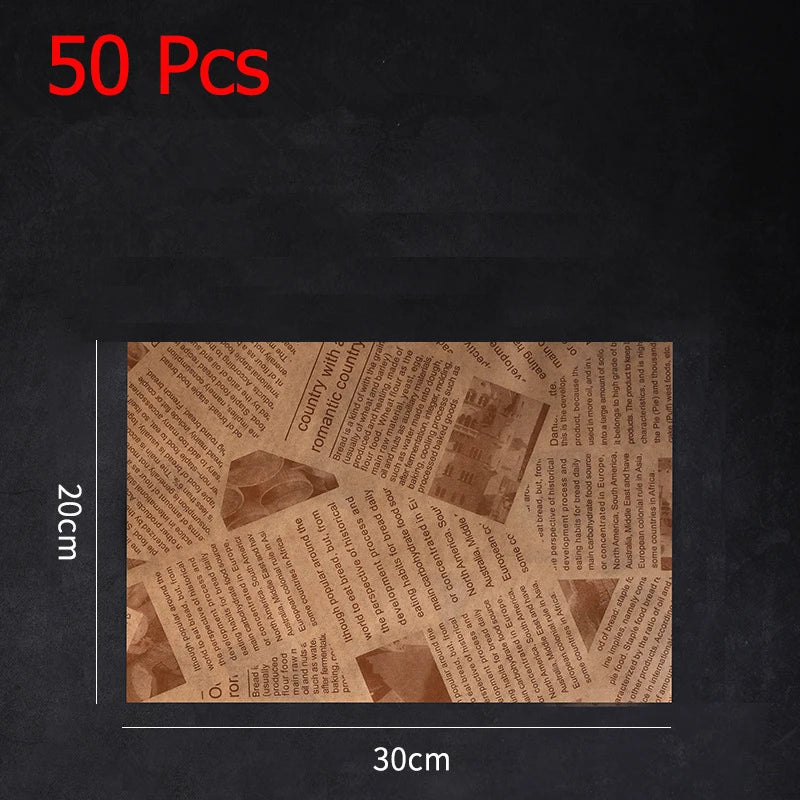 50 Piece Greaseproof Deli Paper Sheets – Non-Stick Sandwich Wrapping & Baking Paper – Perfect for Burgers, Sandwiches, Bread & Pizza – Available in Brown & White