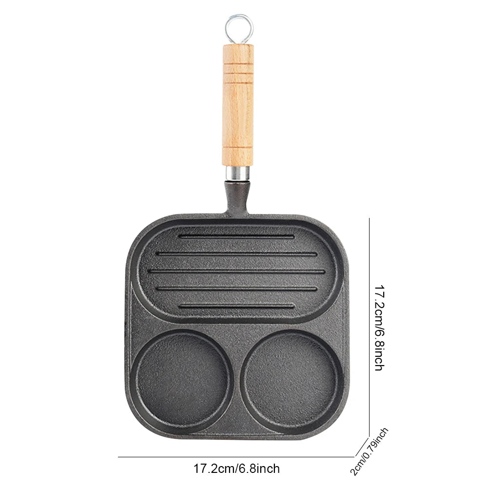 Cast Iron Kitchen Egg Frying Pan 3 Cup Nonstick Breakfast Pan For Gas And Induction Stoves Burger  Sausage