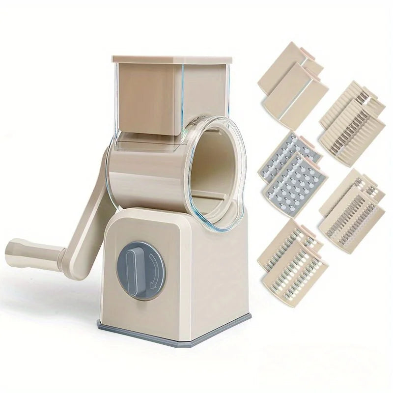 Rotary Drum Vegetable Grater/Slicer Beige with 5