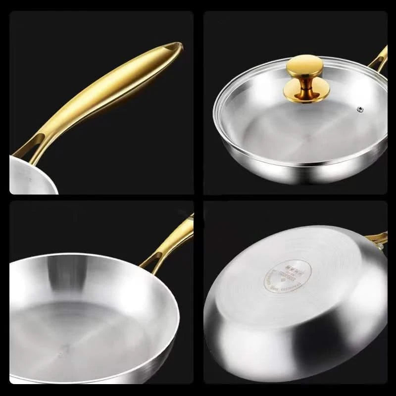 Non-Stick Stainless Steel Skillet – 316 Grade, Ideal for Cooking Steak and Versatile Dishes, Designed for Gas and Induction Stoves