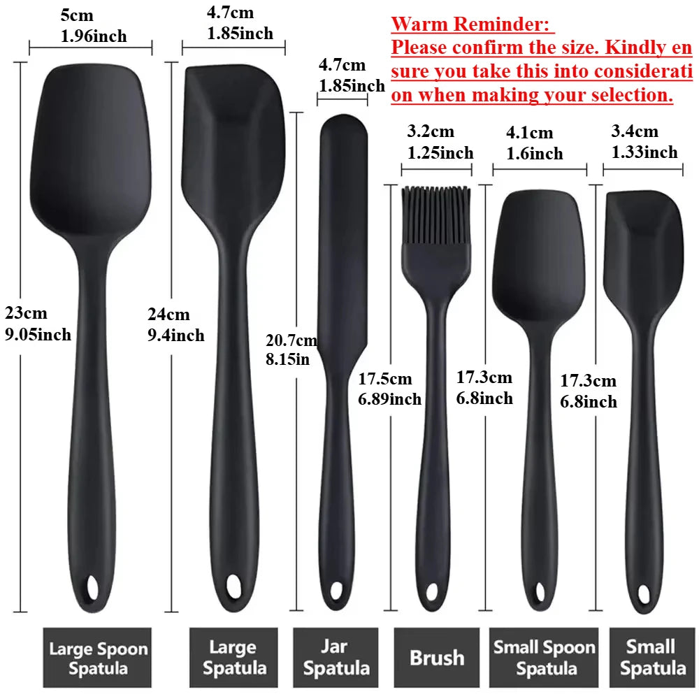 Silicone Spatula Set Black 6PCS