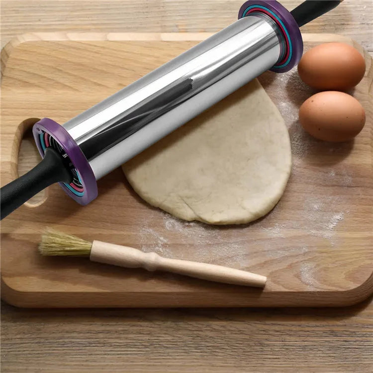 Stainless Steel Rolling Pin with Silicone Baking Mat
