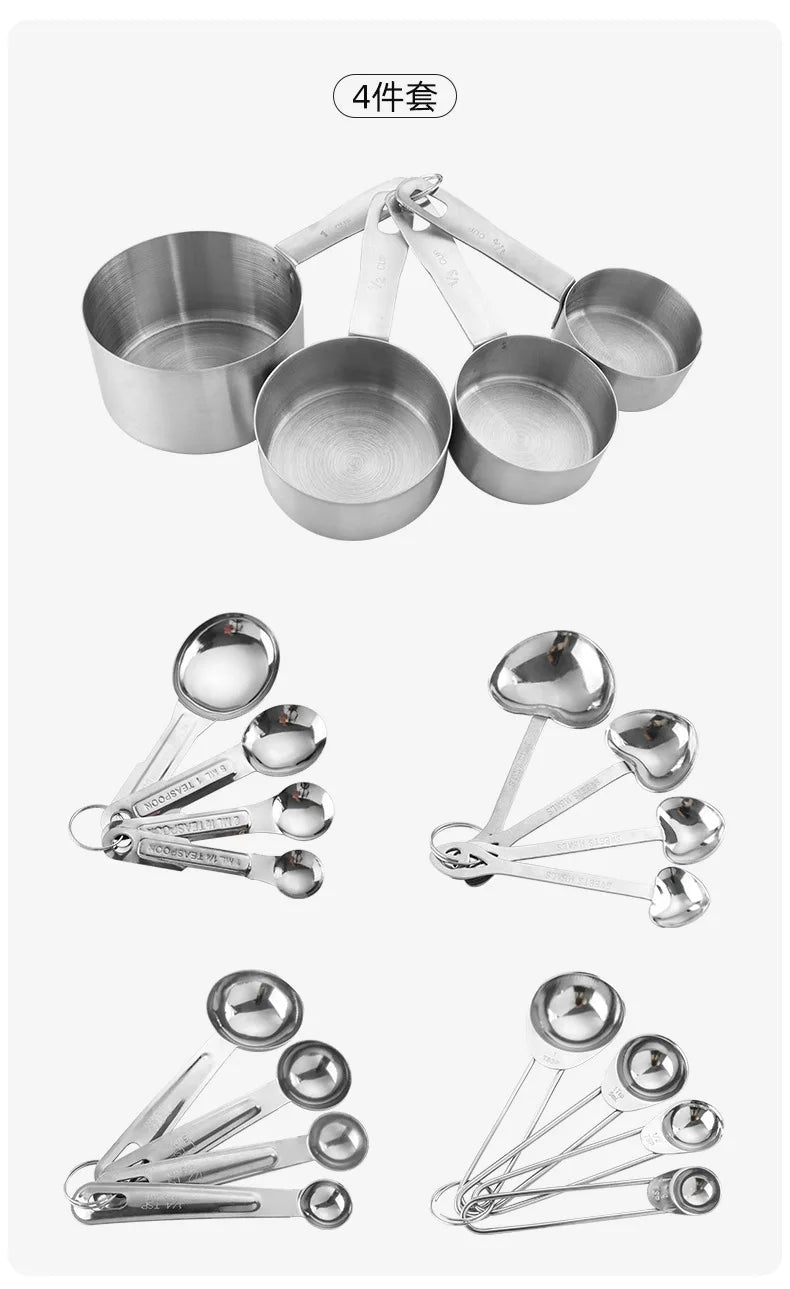 4-Piece Stainless Steel Measuring Cup & Spoon Set