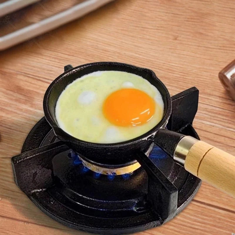 Pre-Seasoned Cast Iron Mini Frying Pan – 10cm Non-Stick Skillet – Ideal for Mini Steaks, Eggs, Pancakes & More – Compatible with Gas, Electric & Induction Hobs (Handle Options: Cast Iron or Wooden)