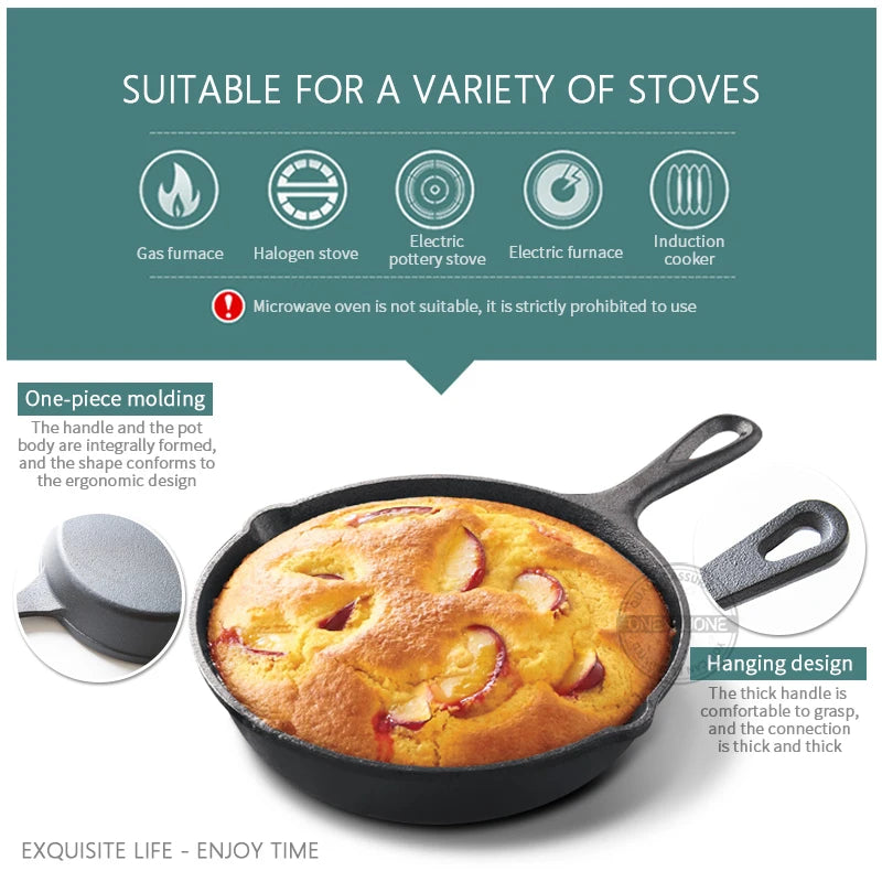 Small Cast Iron Frying Pan – Omelette & Pancake Breakfast Pan for Induction & Gas – Ideal for Eggs & Single Portions – Available in 14cm, 16cm & 20cm