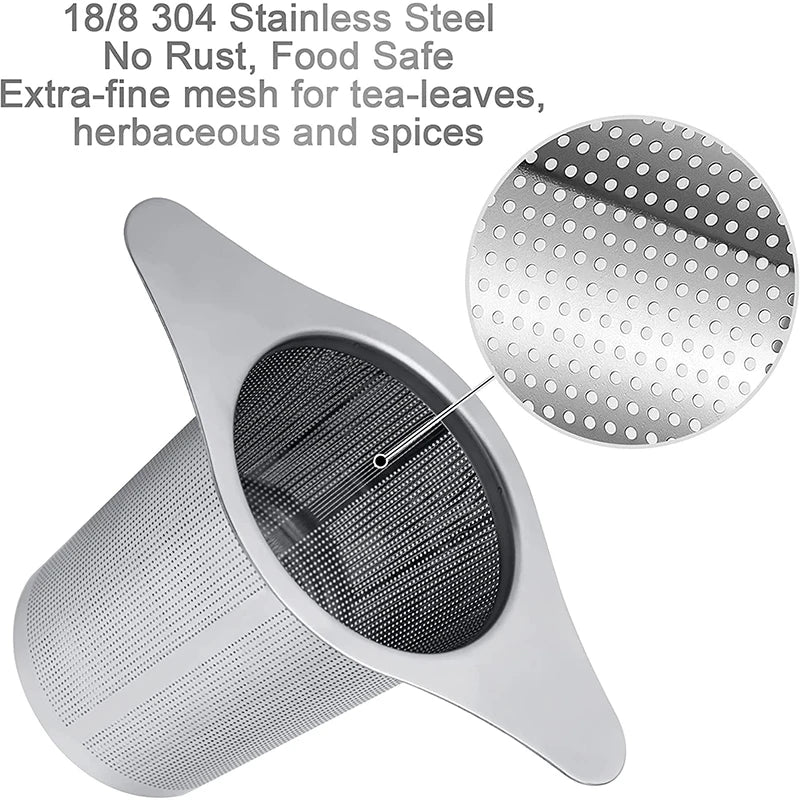 Large Stainless Steel Tea Infuser with Double Handles – Fine Mesh Loose Leaf Tea Strainer & Steeper – Great for Mugs, Cups & Teapots – Available With or Without Lid