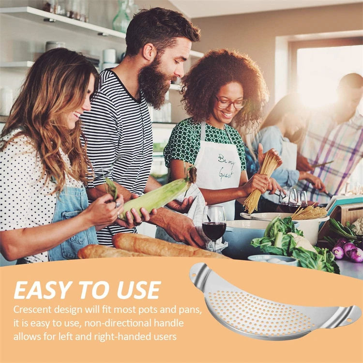 Stainless Steel Pot Strainer with Handle – Pasta Colander Insert & Pan Drainer – Ideal for Draining Pasta & Vegetables from Different Pots