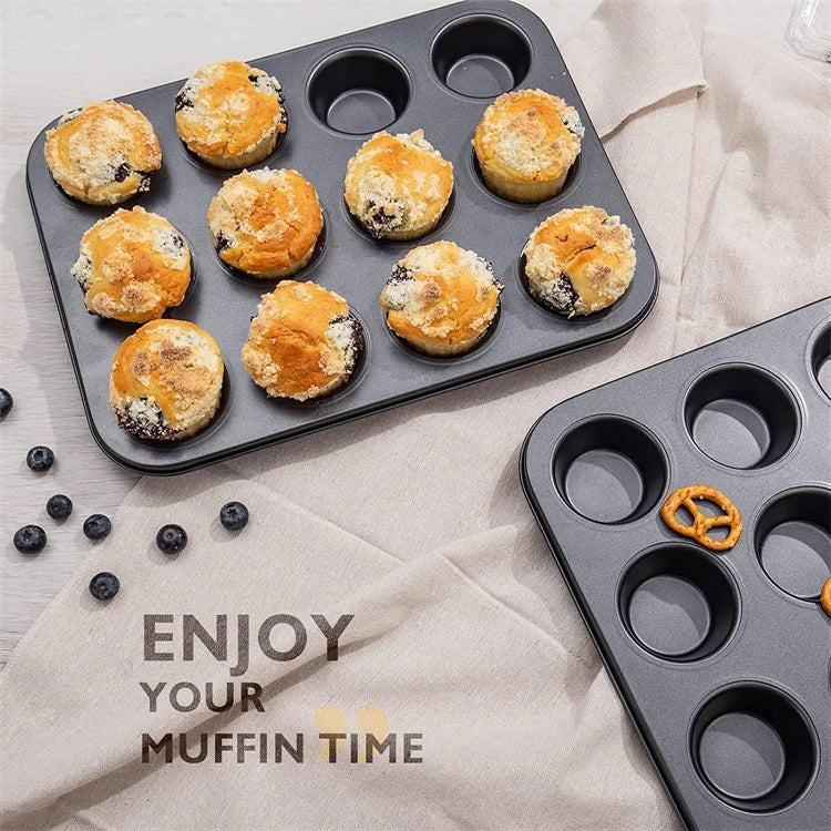 12-Cup Carbon Steel Muffin Tray