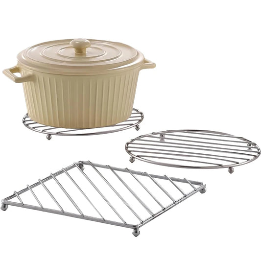Stainless Steel Trivet Hot Pad – Heat Resistant Insulated Table Mat for Pots, Pans & Dishes – Ideal for Dining Tables & Worktops – Available in Round & Square