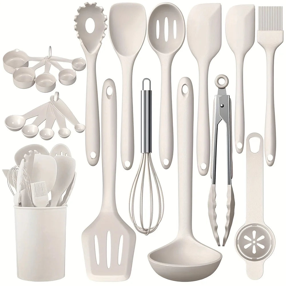 22-Piece Silicone Cooking Utensils Set with Holder – Heat Resistant, Non-Stick Safe & Dishwasher Safe