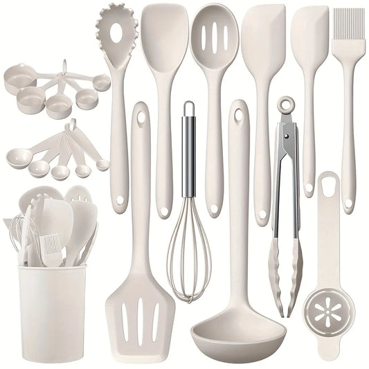 22-Piece Silicone Cooking Utensils Set with Holder – Heat Resistant, Non-Stick Safe & Dishwasher Safe