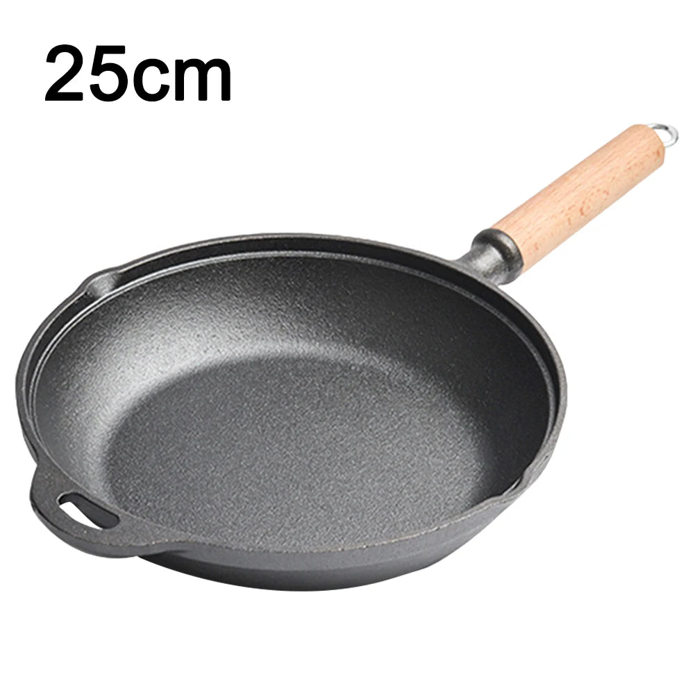 Preseasoned Cast Iron Skillet With Handle Chef Pan For Frying Grilling Indoor Outdoor Cooking