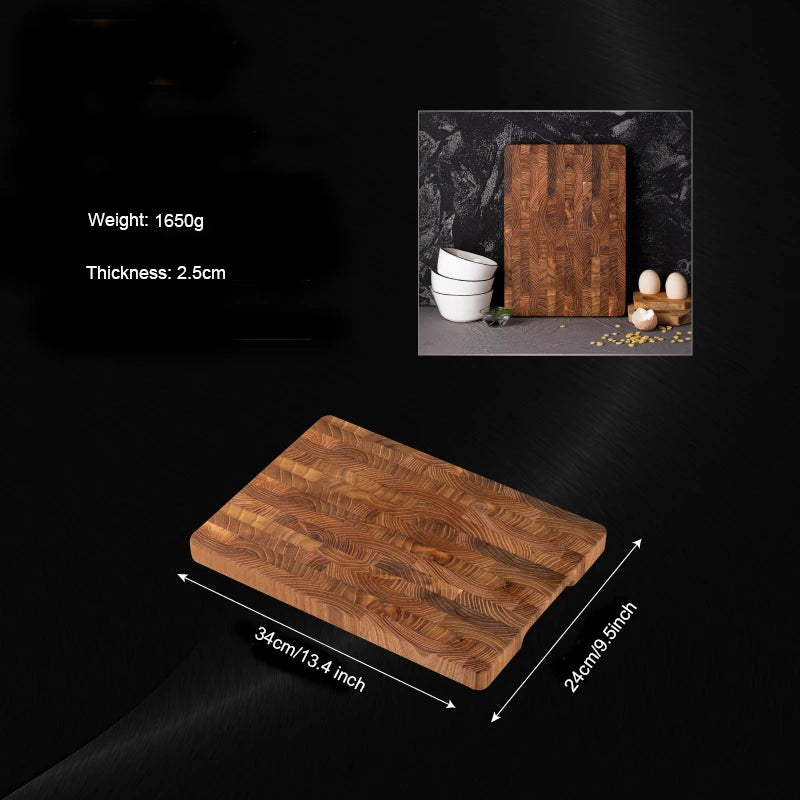 Teak Wood End Grain Cutting Board with Hidden Handles – Rectangular | 34cm & 42cm Small