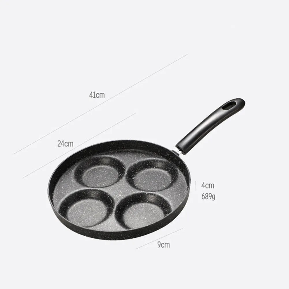 4 Cup Egg Frying Pan with Bakelite Handle – Non-Stick Steel Breakfast Griddle – Great for Mini Pancakes, Sliders & Fried Eggs