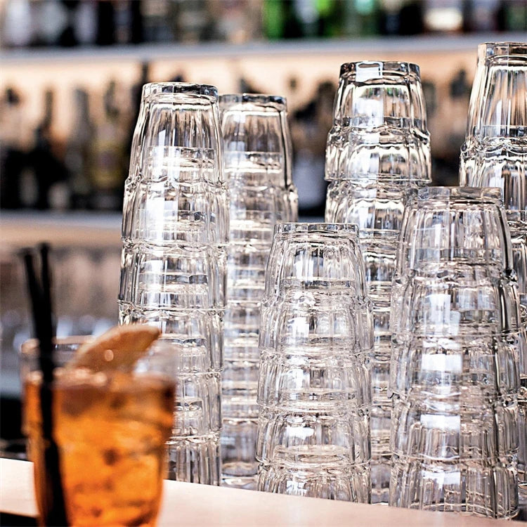 248ml Stackable Square Drinking Glasses – Reusable Glass Tumblers – Ideal for Water, Juice, Milk & Coffee – Available in 1 & 2 Pieces