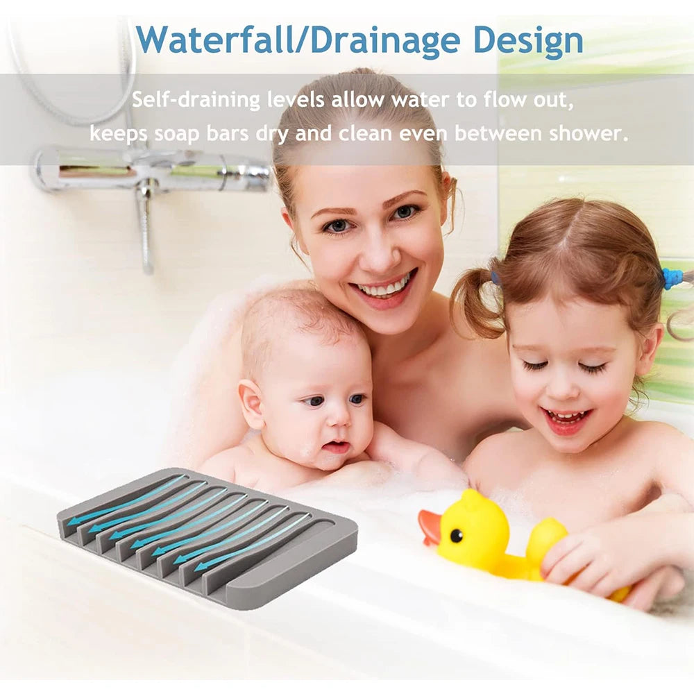 Self Draining Silicone Sponge & Soap Holder – Waterfall Soap Dish Drainer – Ideal for Kitchen Sinks & Bathrooms