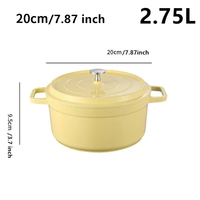 Non-Stick Cast Aluminium Enamelled Cooking Pot with Lid - Available in 2.75L & 4.75L