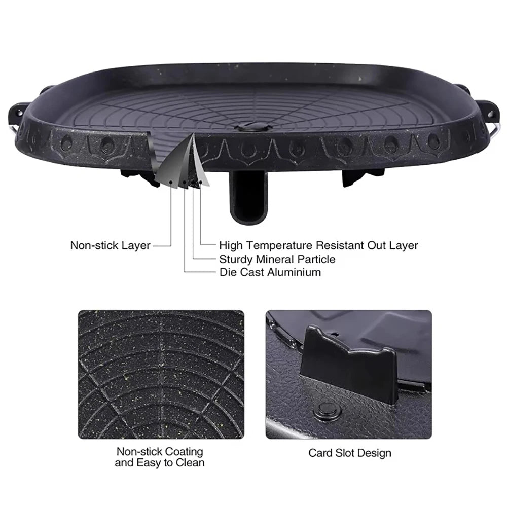 BBQ Grill Pan with a Maifan Stone coated surface Portable Nonstick Griddle for Indoor Outdoor
