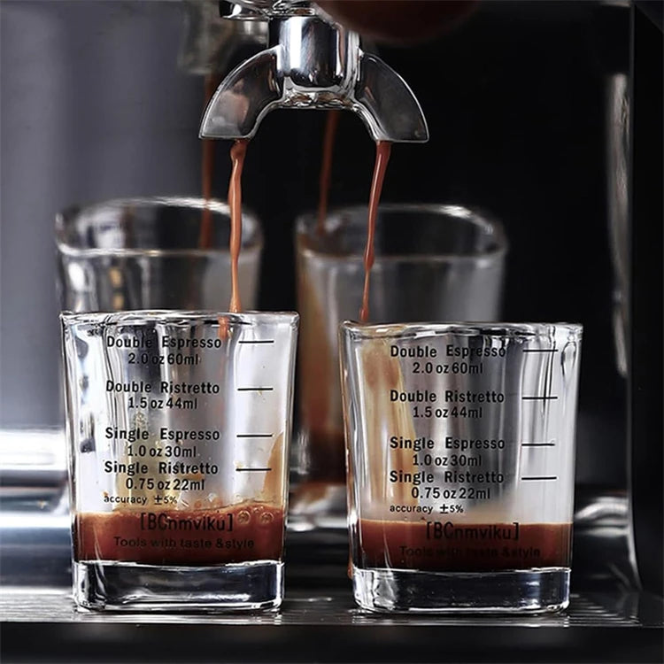 60ml Heavy Glass Espresso Shot Measuring Cup – Square 2oz Barista Shot Glass – Great for Espresso, Coffee & Measuring Liquids